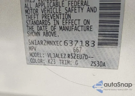 2014 Nissan Pathfinder Sv из США, поврежденный, VIN 5N1AR2MNXEC637183